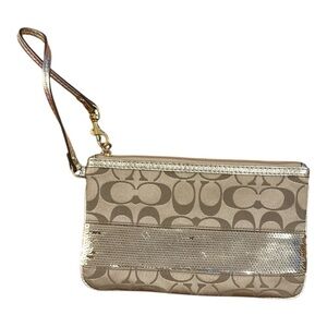 COACH Tan Wristlet Clutch